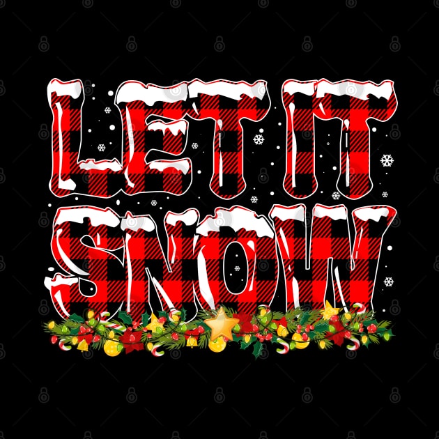 Let It Snow Christmas Snowflake Buffalo Plaid by Happy Shirt