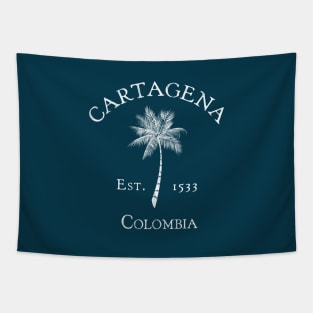 Cartagena Colombia South America - Vintage Palm Tree Tapestry