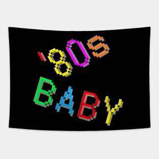 '80s Baby. Colorful Retro Design.  (Black Background) Tapestry