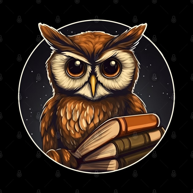 Angry night owl with books by beangeerie