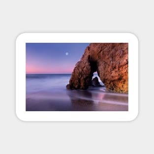 Sea Arch And Full Moon Over El Matador State Beach Magnet