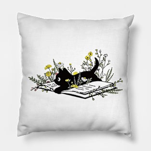 Cat Mom | Book Cat | Floral Book Pillow