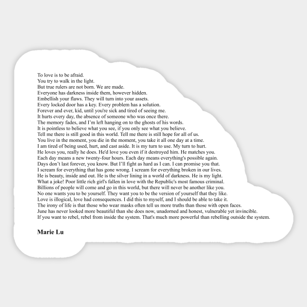 Legend Marie Lu Quotes Marie Lu Quotes - Marie Lu - Sticker | Teepublic