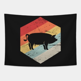 Retro Vintage Pig Farmer Icon Tapestry