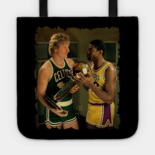 vintage larry bird and magic johnson Tote