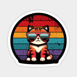 Retro Cat in Sunglasses Novelty Funny Cat Magnet