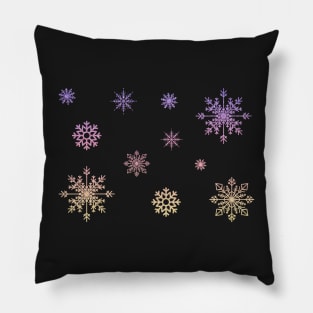 Pastel Ombre Faux Glitter Snowflakes Pillow