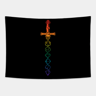 D&D Rainbow Dice Sword Tapestry