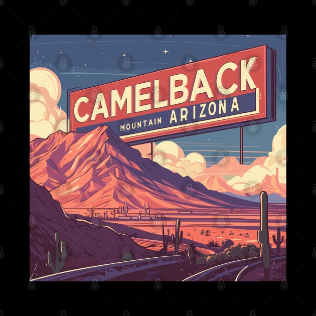 Retro Camelback mountain phoenix az by TomFrontierArt