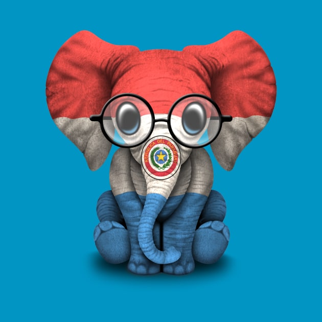 Baby Elephant with Glasses and Paraguay Flag by jeffbartels