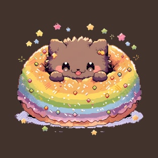 The Pride month Cat And Donut Kawaii Art T-Shirt