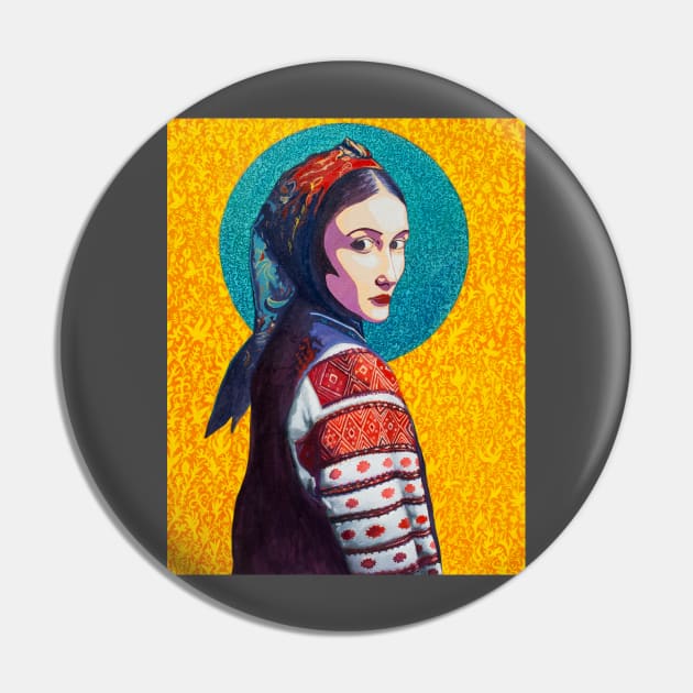 Ukrainian woman in vyshyvanka pop art Pin by arrowdesigns19