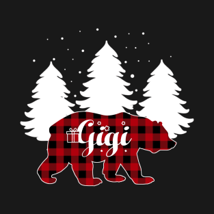 Buffalo Red Plaid Gigi Bear Matching Family Christmas T-Shirt