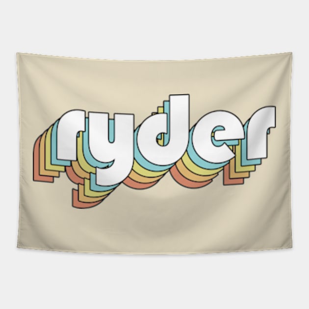 Ryder - Retro Rainbow Typography Faded Style Tapestry by Paxnotods