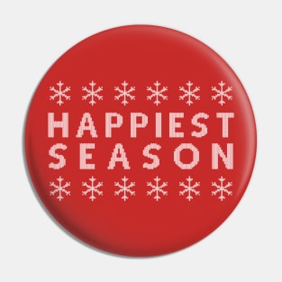 Happiest Season Ugly Sweater (White Text) Pin