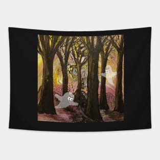 Haunted forest in Yellow and Pink Tapestry