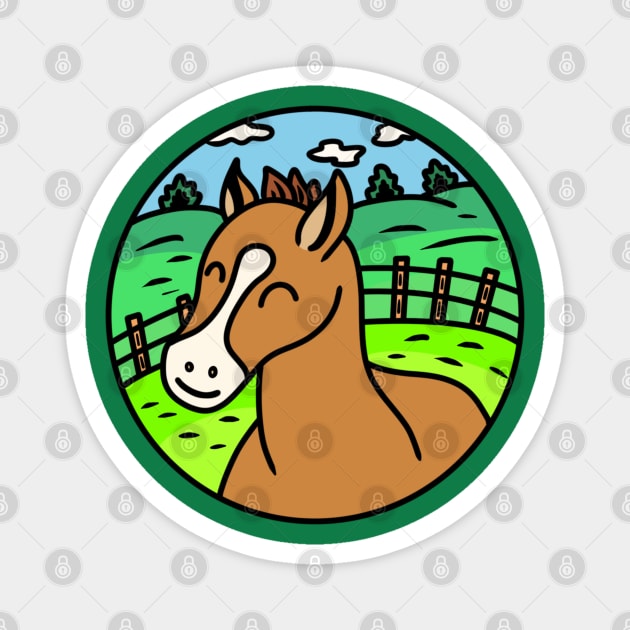 Cute cartoon horse Magnet by Andrew Hau