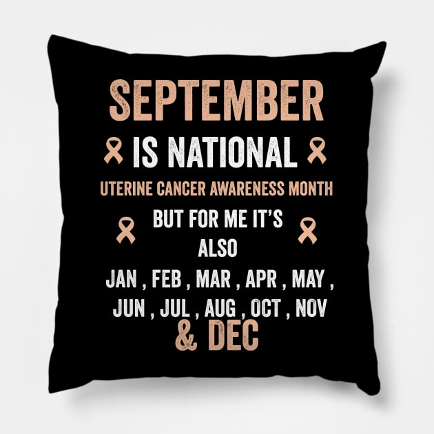 uterine cancer awareness month - September is national uterine cancer awareness month Pillow by Merchpasha1