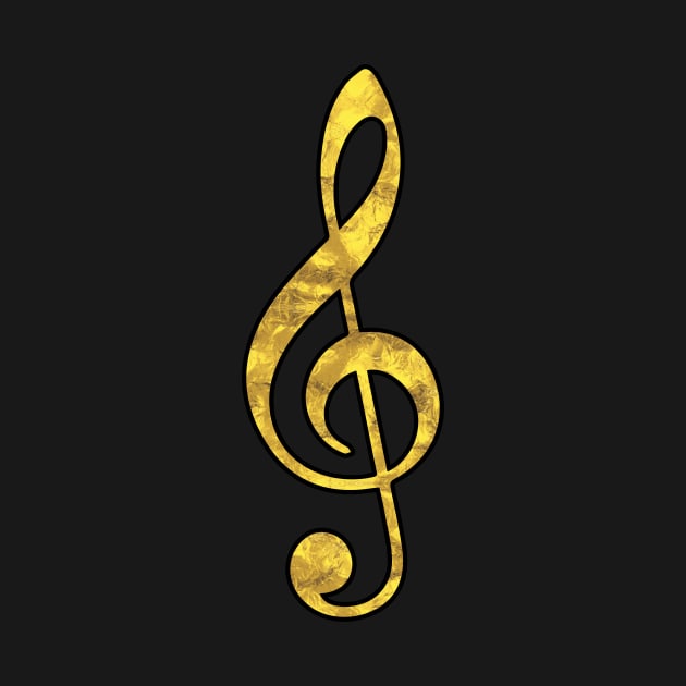 Golden Treble Clef by Kelly Louise Art