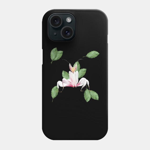 Praying Mantis and Leaf Phone Case by R.S.G