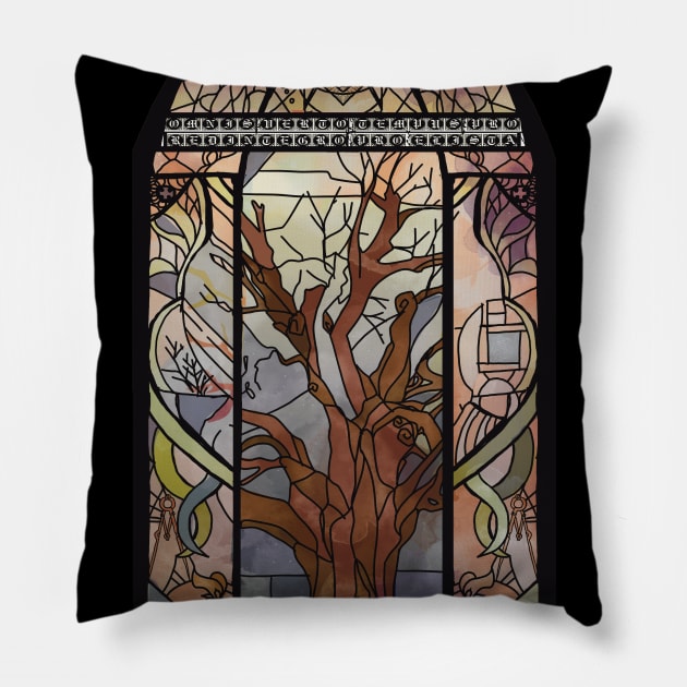 Stained Glass of a winter Tree Pillow by Shadowsantos