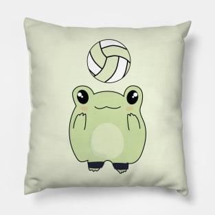 Kawaii Frog Loves Volleyball Pillow