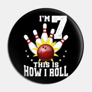 Bowling 7th Birthday Bday Party Kids 7 years Old Bowler Pin