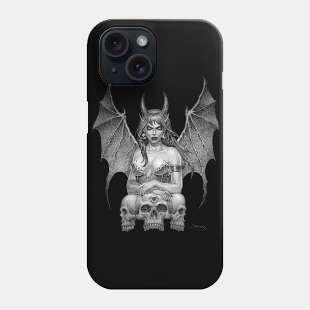 Demonlady with 3 Skulls Phone Case by Paul_Abrams