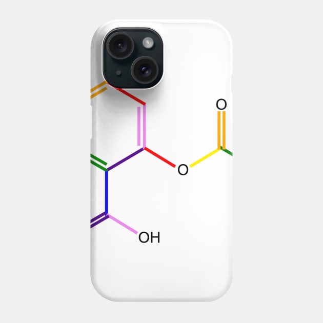 Aspirin Molecule Rainbow Chemistry Phone Case by ChemECool