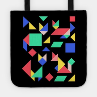 Geometric Cats Colorful Abstract Retro Design Tote