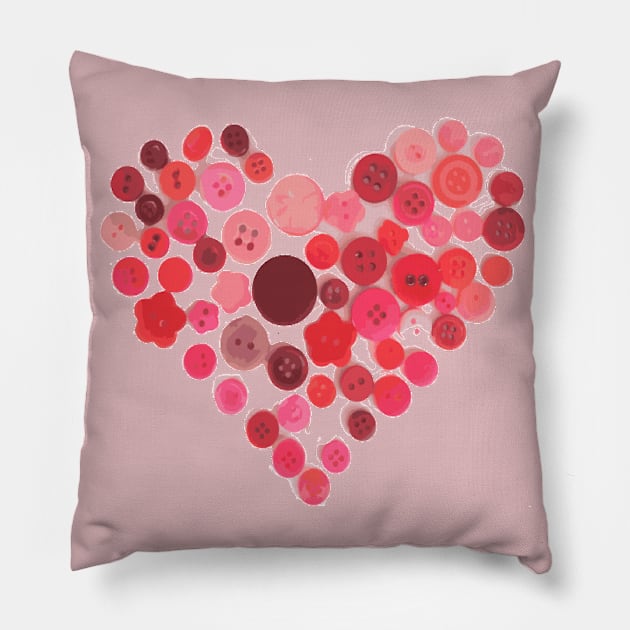 Button heart Pillow by craftcartwright