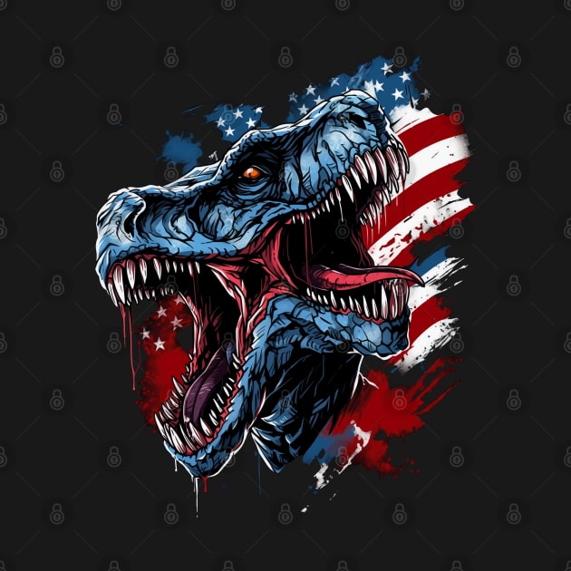 Dinosaur T Rex American Flag by Trippycollage