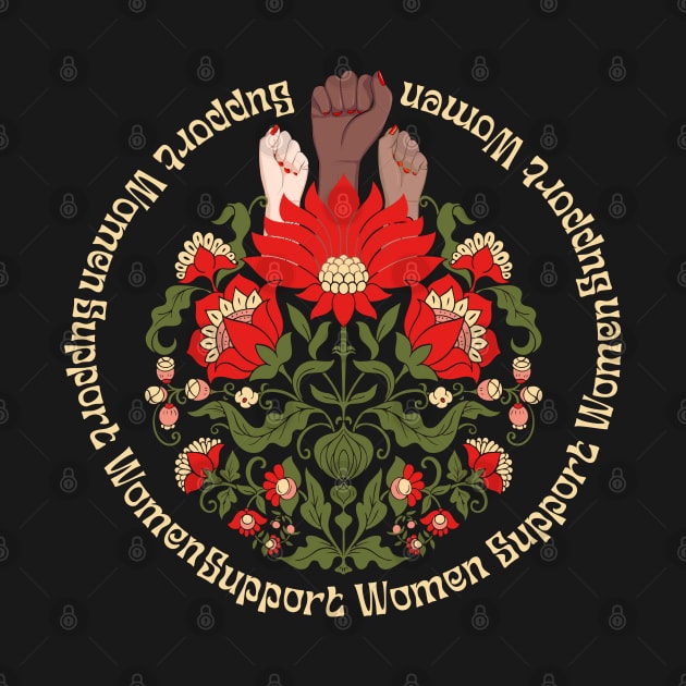 Support Women - Feminist Fist Floral by TopKnotDesign