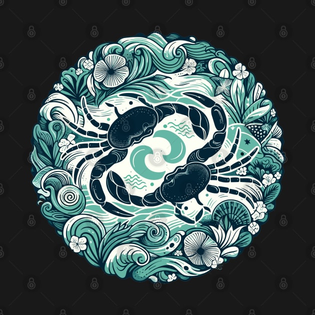 "Cancerian Serenity: Celestial Waves"- Zodiac Horoscope Star Signs by stickercuffs