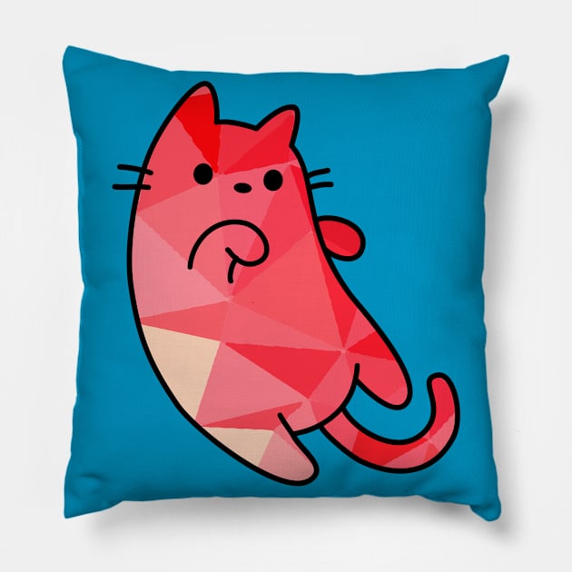 Pink Cat Triangle Pattern Pillow by GlanceCat