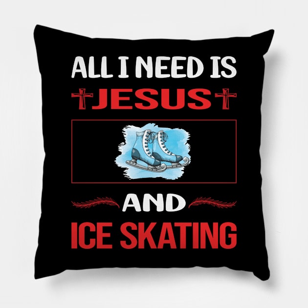 Funny Jesus Ice Skating Skate Skater Pillow by Happy Life