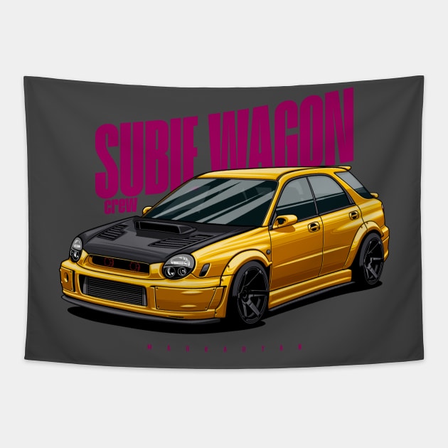 Subie Wagon (yellow) Tapestry by Markaryan