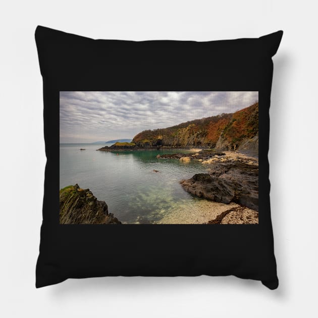 Cwm-yr-Eglwys Beach, Pembrokeshire, Wales Pillow by dasantillo