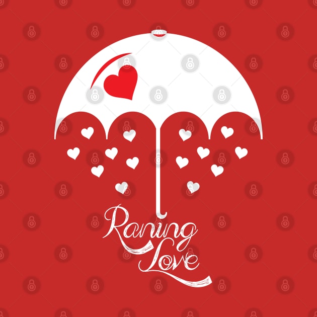 Raining love Red white umbrella by OriginalGraphicMarket