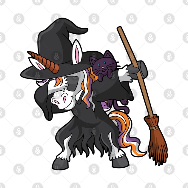 Dabbing Unicorn Witch Halloween by E