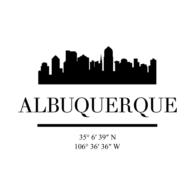 ALBUQUERQUE NEW MEXICO BLACK SILHOUETTE SKYLINE ART by deificusArt