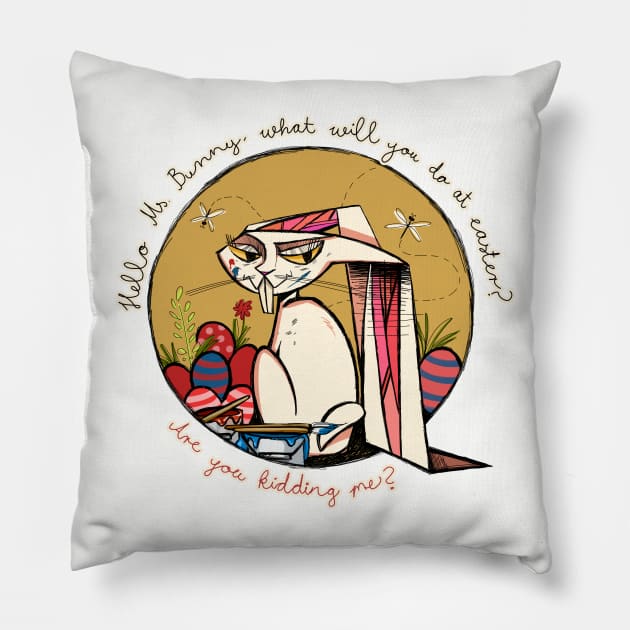 Hello Ms. Bunny Pillow by Ancsi