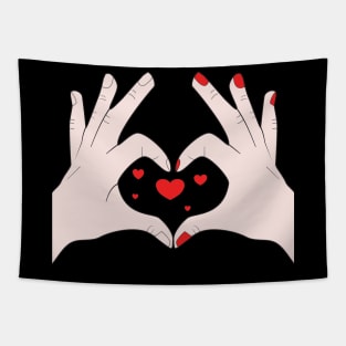 Hands Making Heart Shape Love Sign Language Valentine's Day Tapestry