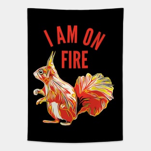 Squirrel I am on Fire Tapestry