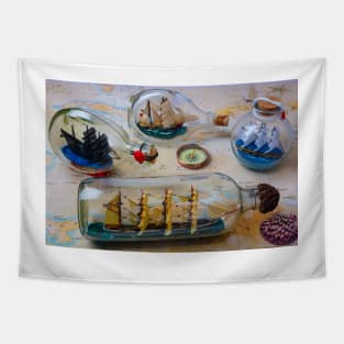 Four Ships In Bottles Tapestry