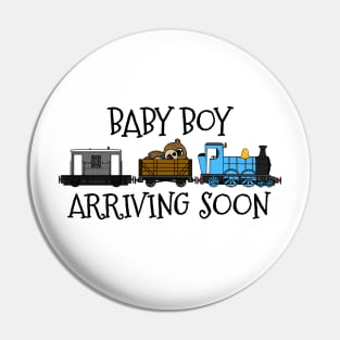 Pregnancy Announcement Steam Train, Baby Boy Arriving Soon Pin