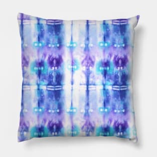 Purple and Blue Tie-Dye Plaid Pillow