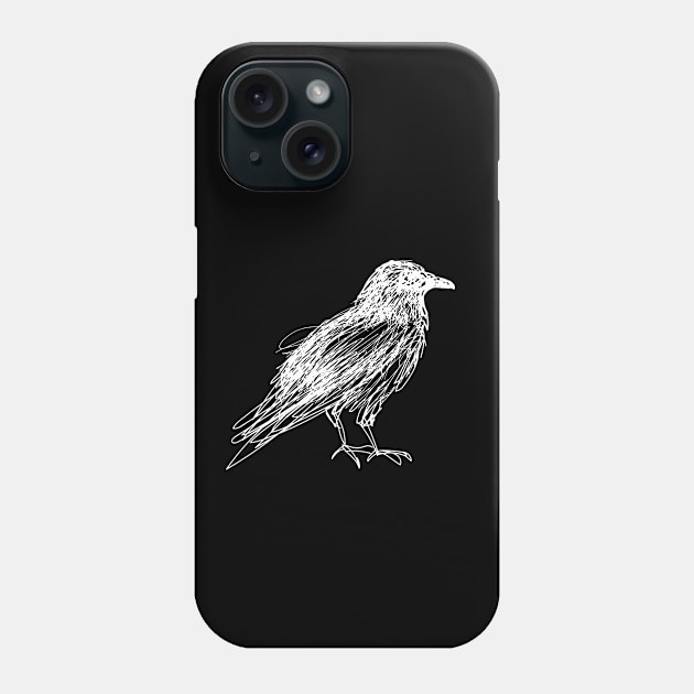 Crow (white) Phone Case by extrahotchaos