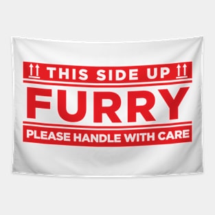 Red - Furry, Please Handle with Care Tapestry