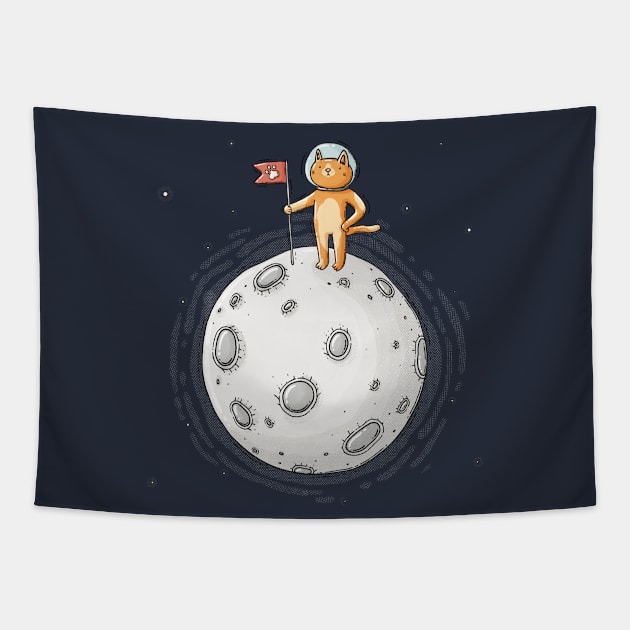 Cat on the moon Tapestry by Tania Tania